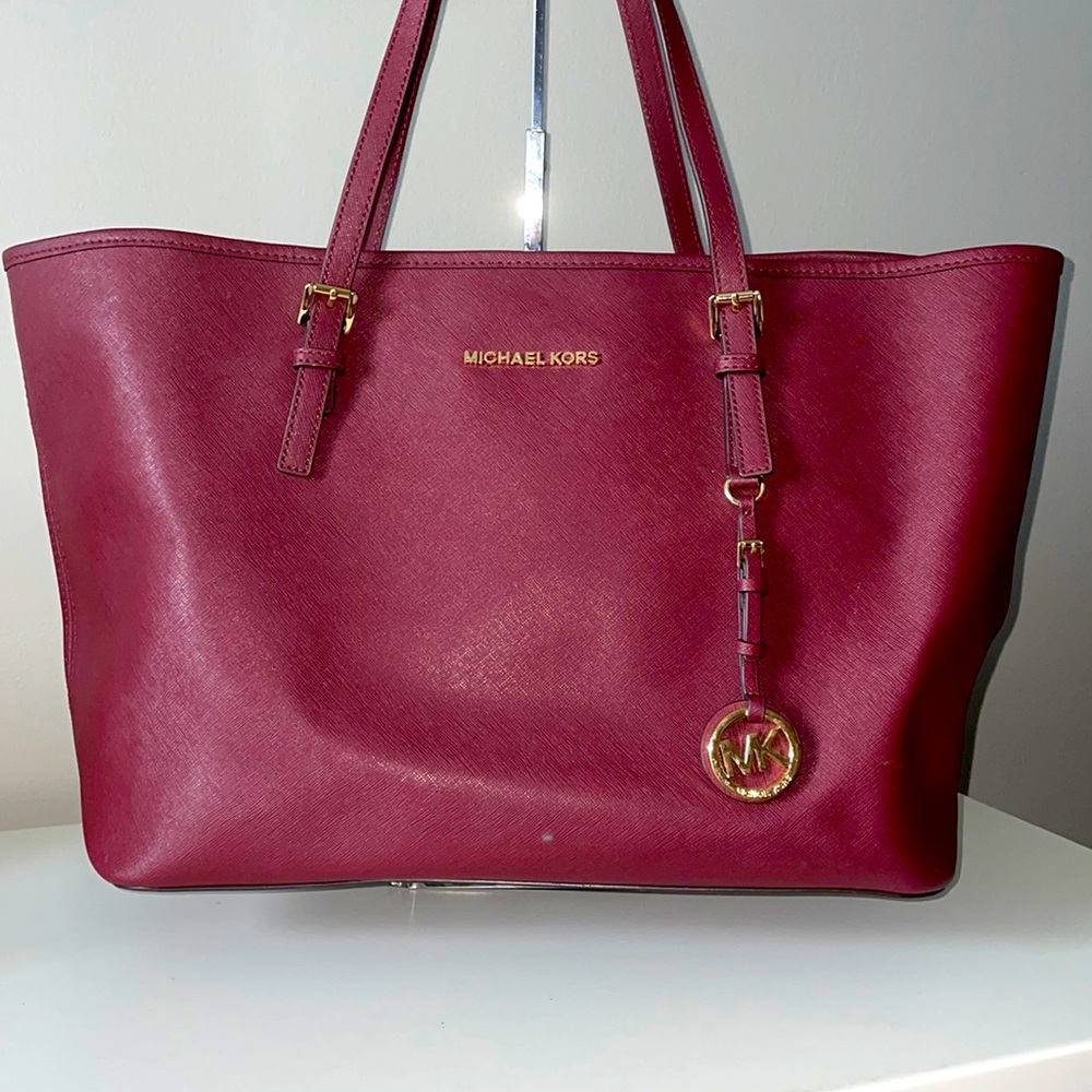 Michael Kors Jet Set Travel Bag/Tote Purse Burgundy